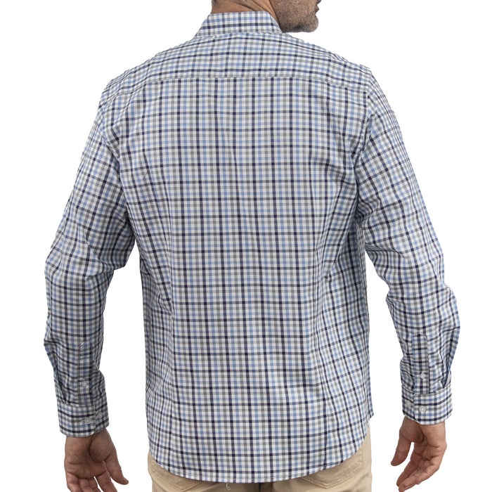 Camisa de Cuadros Azul Manga Larga 100% Algodón 2510270 - dioromx