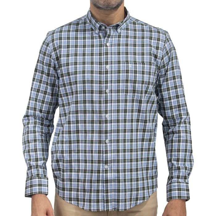 Camisa de Cuadros Azul Manga Larga 100% Algodón 2510274 - dioromx