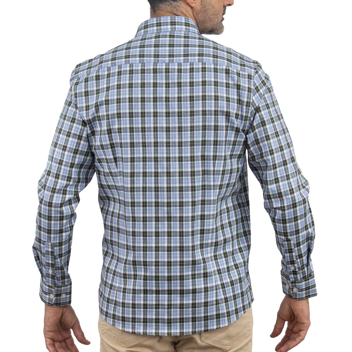 Camisa de Cuadros Azul Manga Larga 100% Algodón 2510274 - dioromx