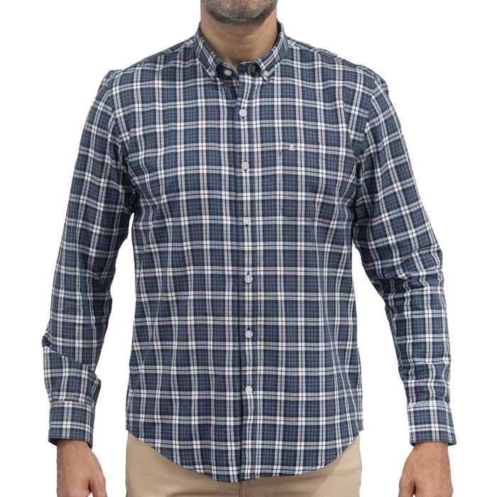Camisa de Cuadros Azul Manga Larga 100% Algodón 2510275 - dioromx