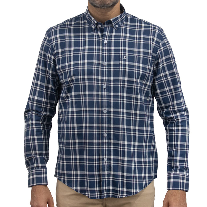 Camisa Azul de Cuadros Manga Larga 100% Algodón 2510276 - dioromx