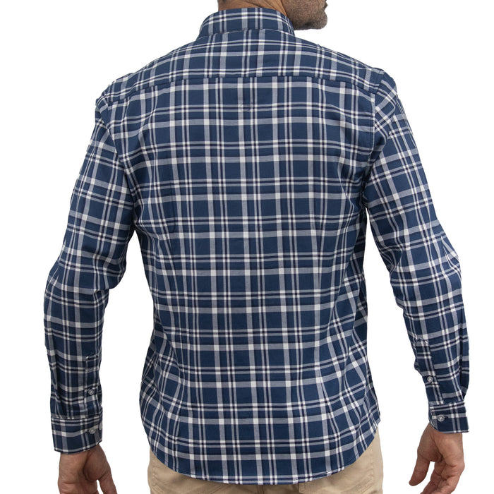 Camisa Azul de Cuadros Manga Larga 100% Algodón 2510276 - dioromx