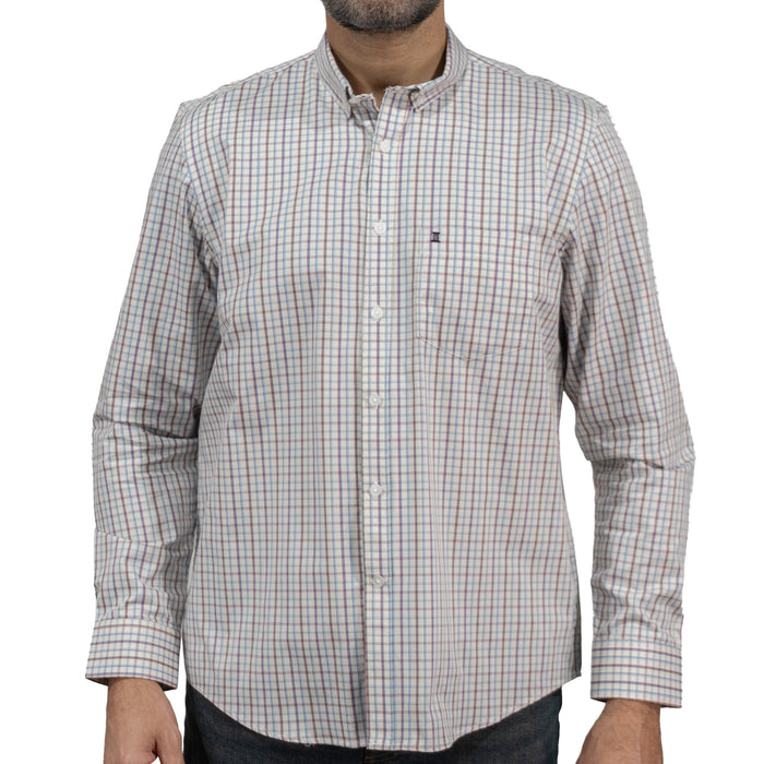 Camisa con Cuadros Blanca Manga Larga 100% Algodón 2510278 - dioromx