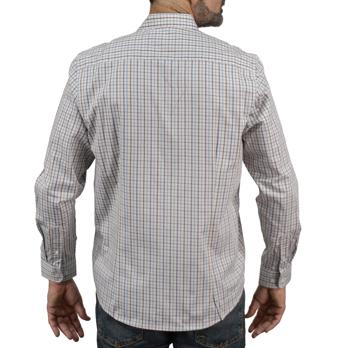 Camisa con Cuadros Blanca Manga Larga 100% Algodón 2510278 - dioromx