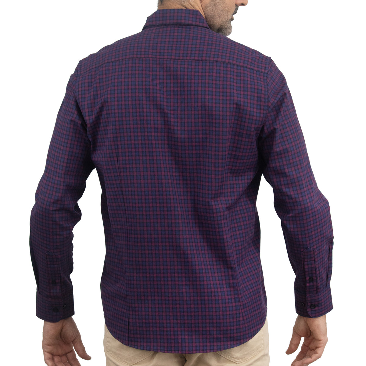 Camisa de Cuadros Morada Manga Larga 100% Algodón 2510281 - dioromx