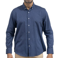 Camisa Azul Lisa Manga Larga 100% Algodón 2510284