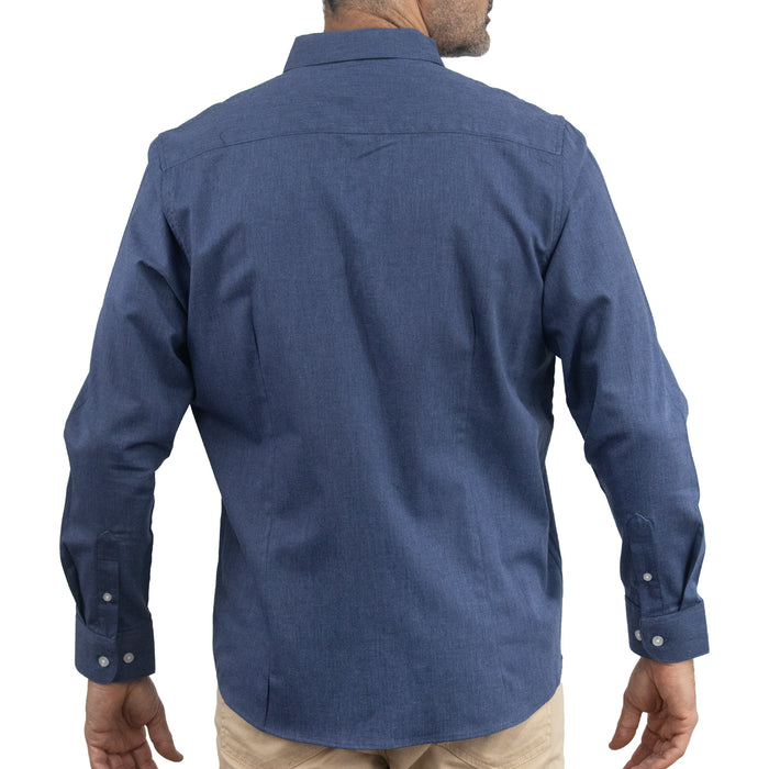 Camisa Azul Lisa Manga Larga 100% Algodón 2510284