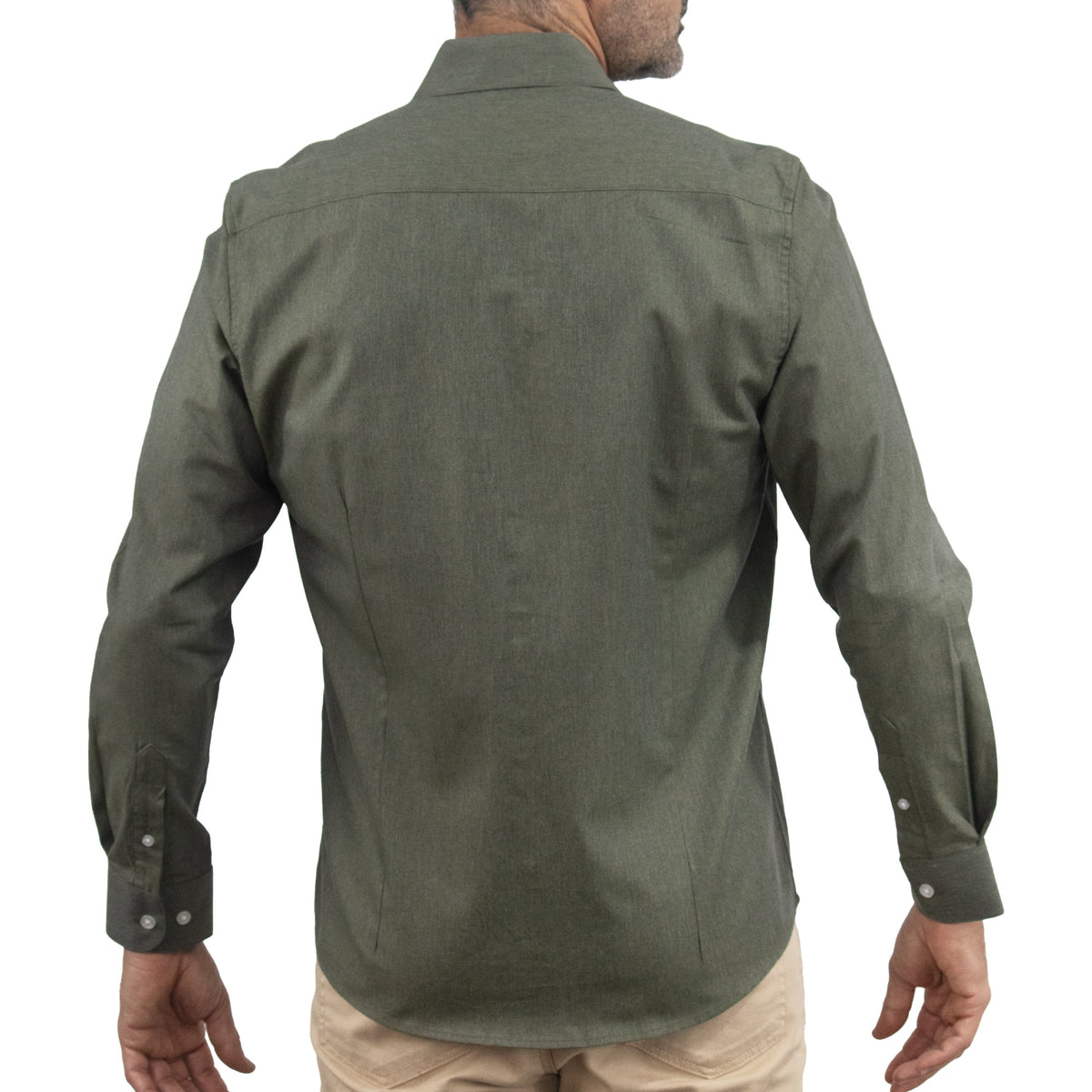 Camisa de Verde Lisa Manga Larga 100% Algodón 2510285