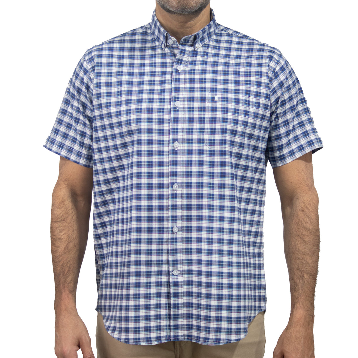 Camisa Azul de Cuadros Manga Corta 100% Algodón 2510286