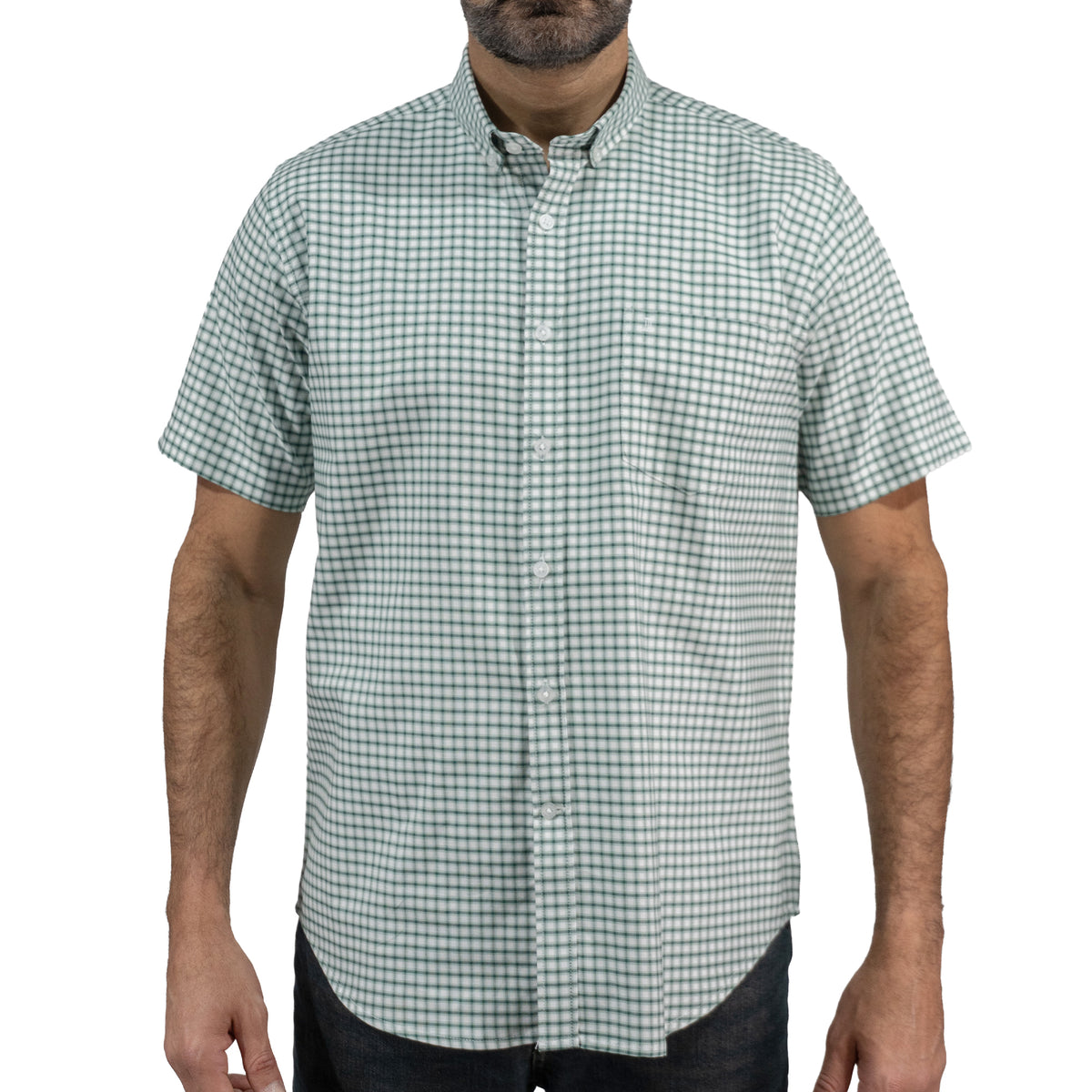 Camisa Cuadros Verde Manga Corta 100% Algodón 2510289 - dioromx