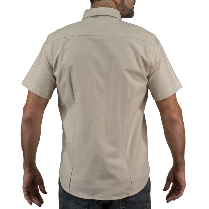 Camisa Caqui Lisa Manga Corta 100% Algodón 2510293 - dioromx