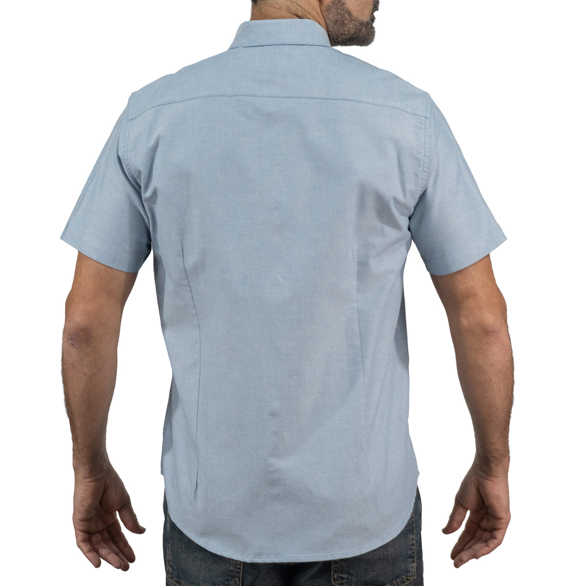 Camisa Azul Lisa Manga Corta 100% Algodón 2510294 - dioromx