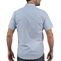 Camisa Rayas Azul Manga Corta 100% Algodón 2510297 - dioromx