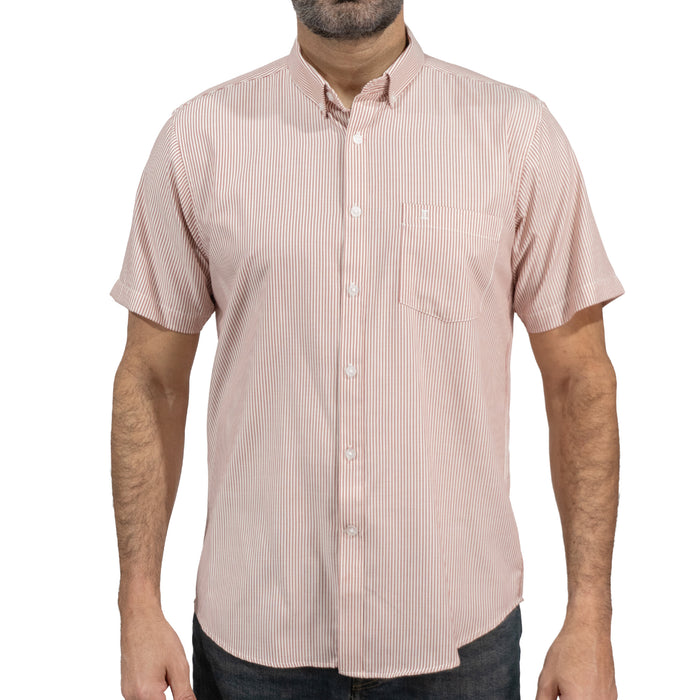 Camisa Bambú Rayas Naranja con Manga Corta 100% Algodón 2510298 - dioromx