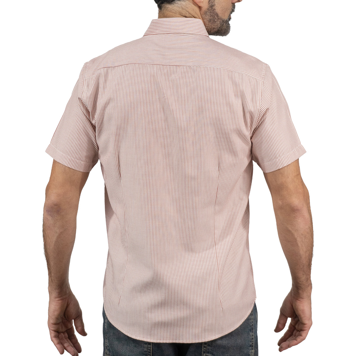 Camisa Bambú Rayas Naranja con Manga Corta 100% Algodón 2510298 - dioromx