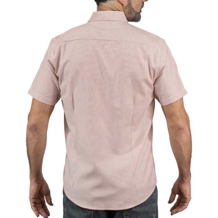 Camisa Bambú Rayas Naranja con Manga Corta 100% Algodón 2510298 - dioromx
