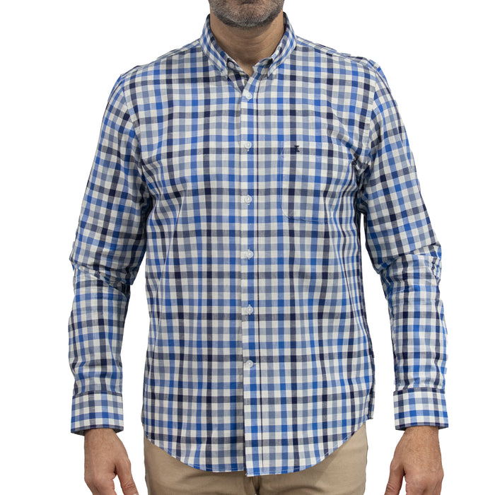 Camisa de Cuadros Azul Manga Larga 100% Algodón 2512301