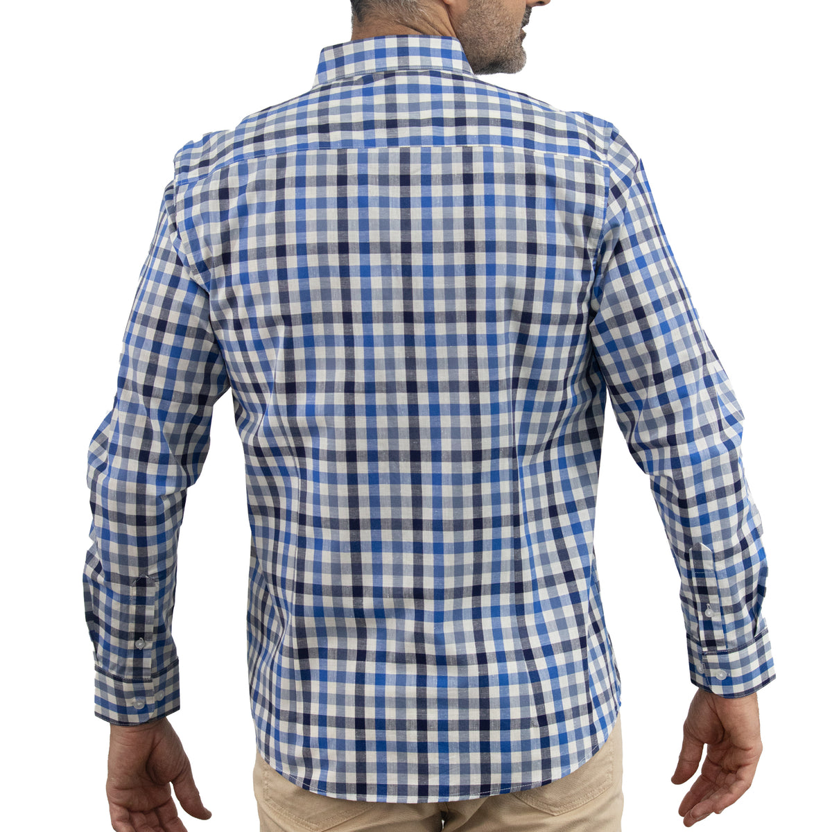 Camisa de Cuadros Azul Manga Larga 100% Algodón 2512301