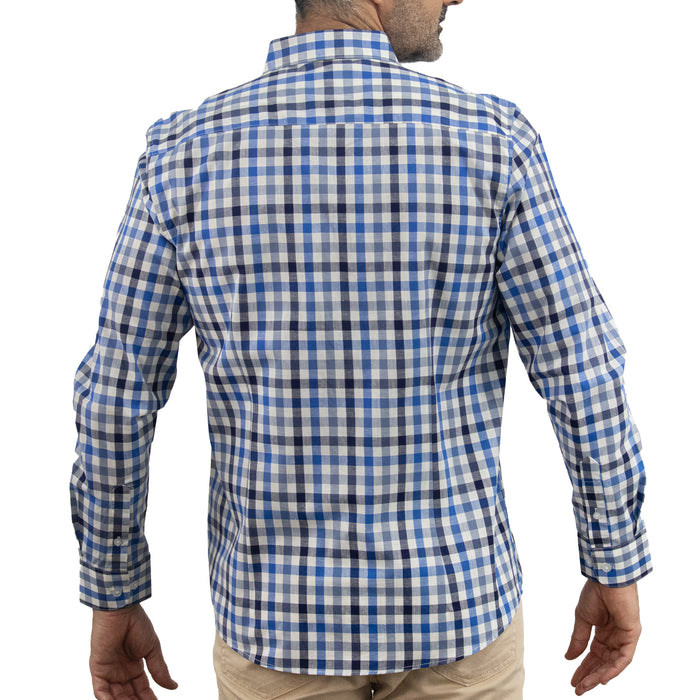 Camisa de Cuadros Azul Manga Larga 100% Algodón 2512301
