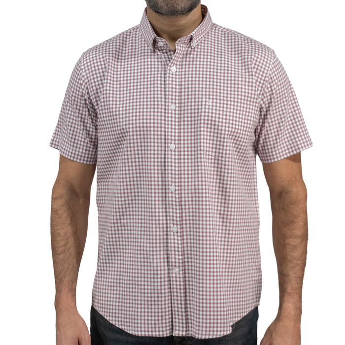 Camisa Cuadros Guinda Manga Corta 100% Algodón 2512309 - dioromx
