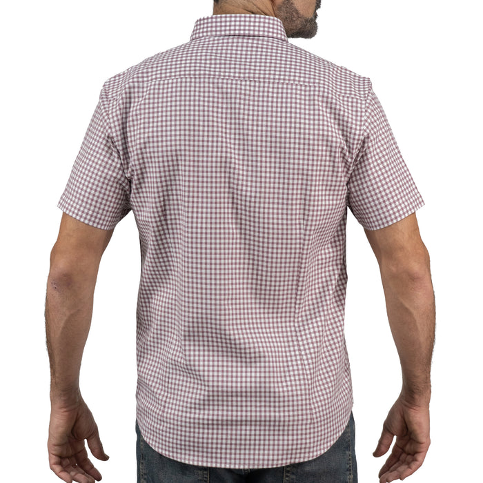 Camisa Cuadros Guinda Manga Corta 100% Algodón 2512309 - dioromx