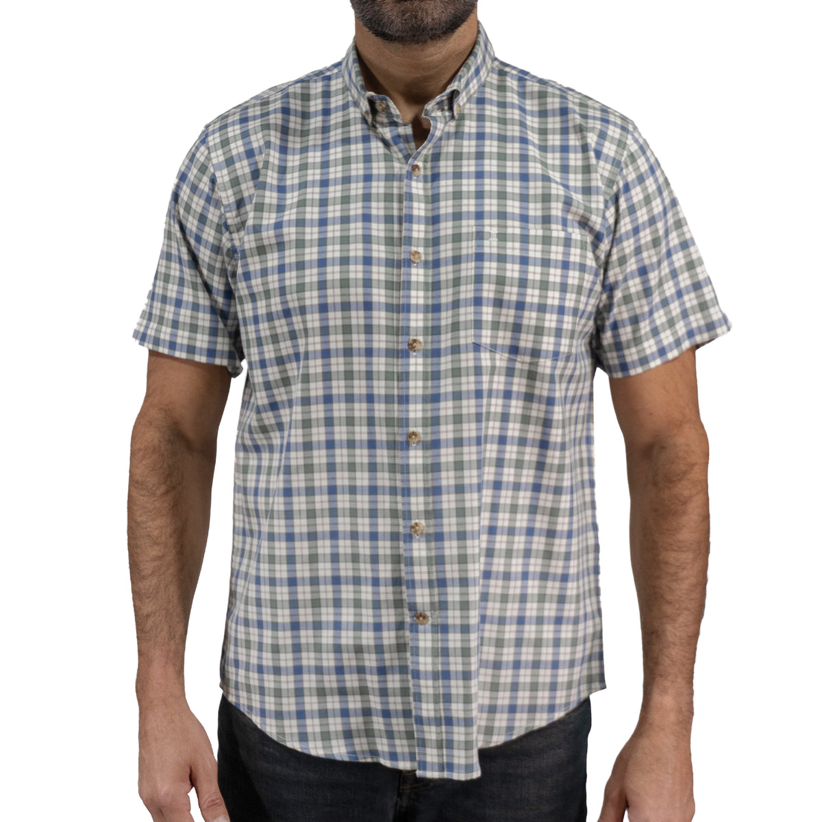 Camisa Cuadros Verde Manga Corta 100% Algodón 2512313 - dioromx