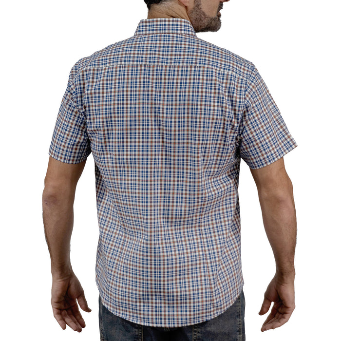 Camisa Cuadros Azul Manga Corta 100% Algodón 2512314 - dioromx