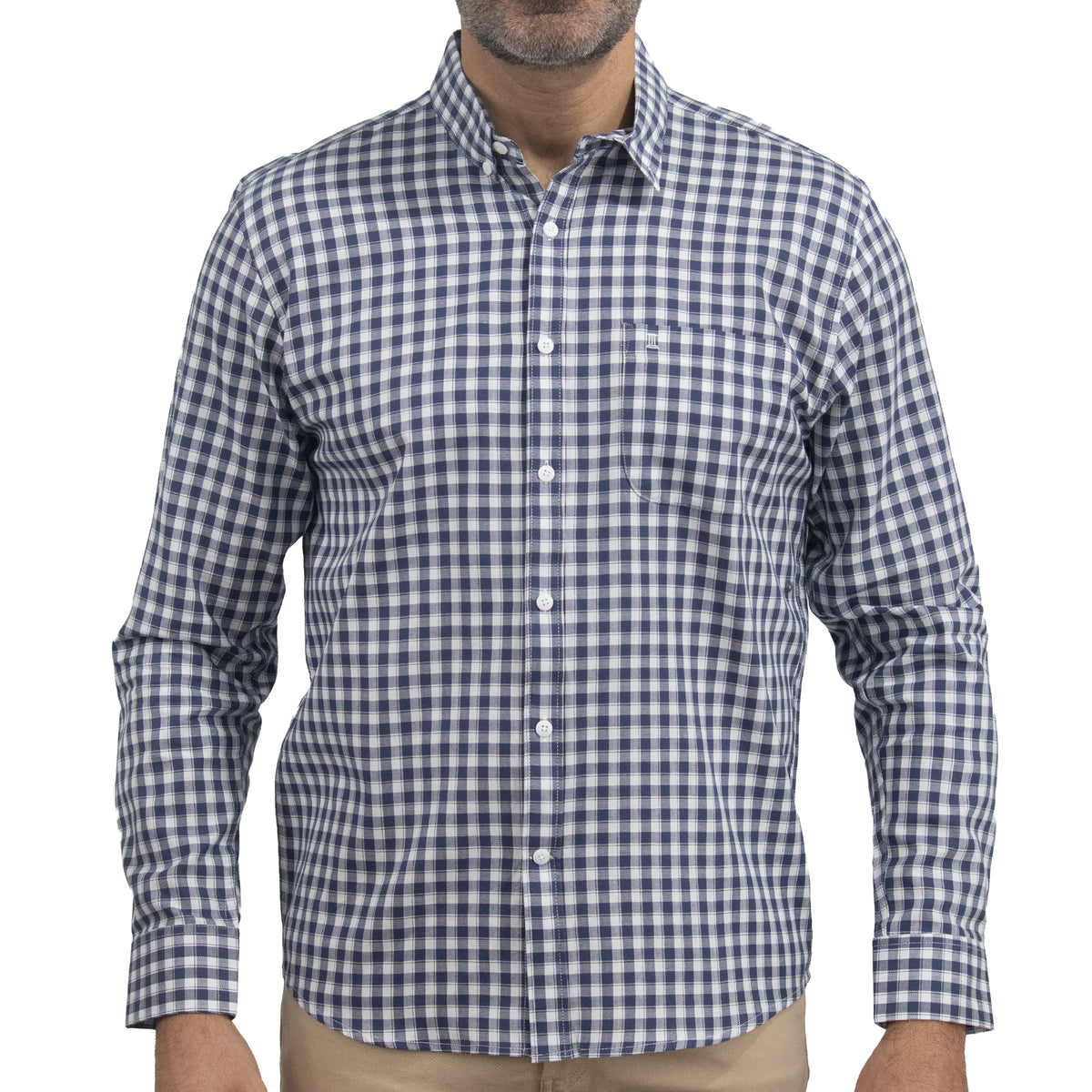 Camisa Azul de Cuadros Manga Larga 100% Algodón 2516003