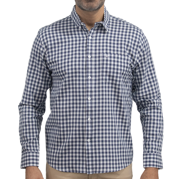 Camisa Azul de Cuadros Manga Larga 100% Algodón 2516003