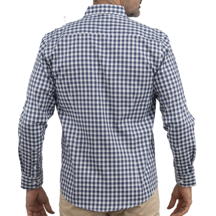 Camisa Azul de Cuadros Manga Larga 100% Algodón 2516003