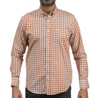 Camisa Cuadros Naranja Manga Larga 100% Algodón 2516005 - dioromx