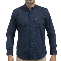 Camisa Azul Estampada Manga Larga 100% Algodón 2516024 - dioromx