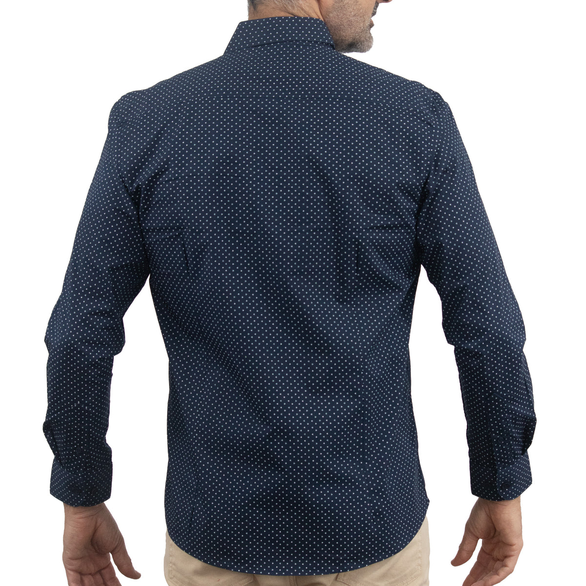 Camisa Azul Estampada Manga Larga 100% Algodón 2516024 - dioromx