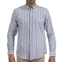 Camisa con Rayas Azul Manga Larga 100% Algodón 2516026