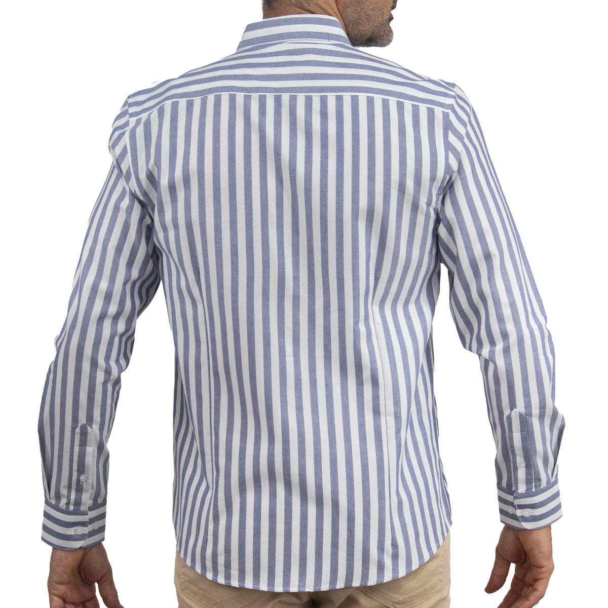 Camisa con Rayas Azul Manga Larga 100% Algodón 2516026
