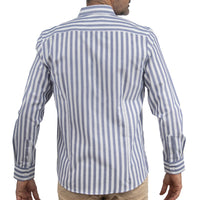 Camisa con Rayas Azul Manga Larga 100% Algodón 2516026