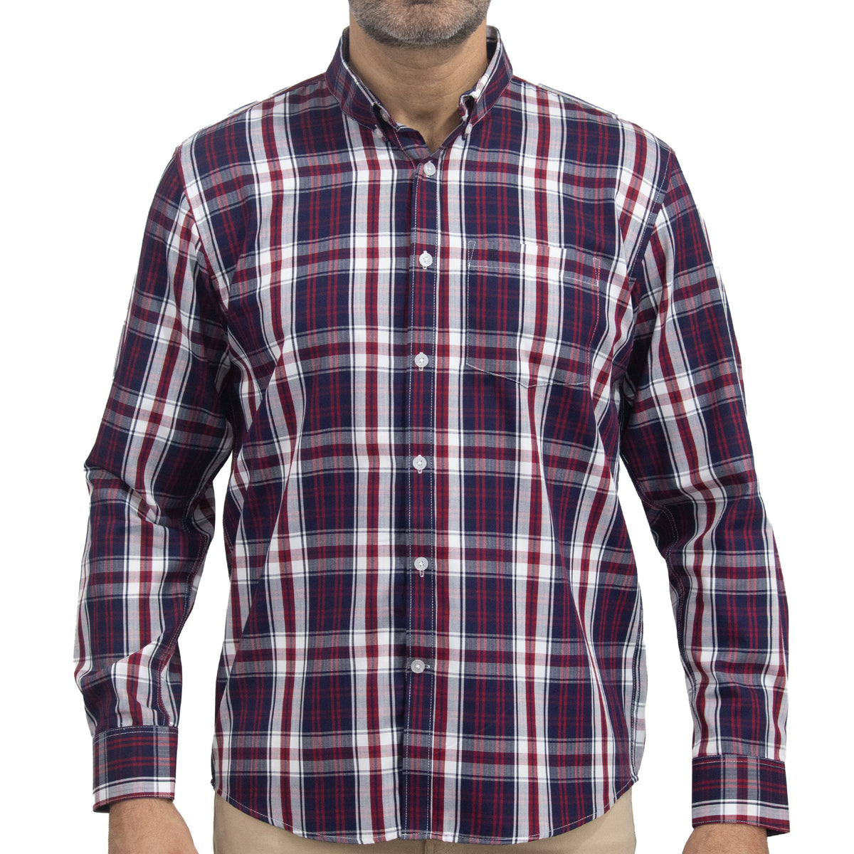 Camisa con Cuadros Roja Manga Larga 100% Algodón 2516029 - dioromx