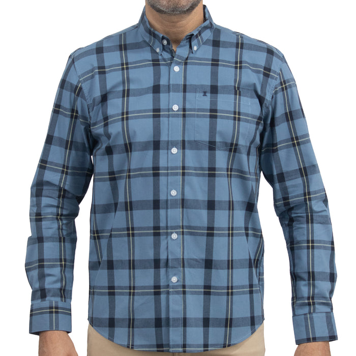 Camisa con Cuadros Azul Manga Larga 100% Algodón 2516056