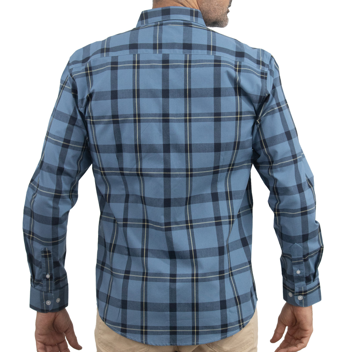 Camisa con Cuadros Azul Manga Larga 100% Algodón 2516056