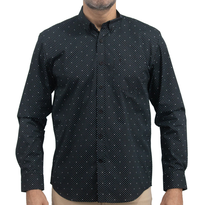 Camisa Estampada Negra Manga Larga 100% Algodón 2516090