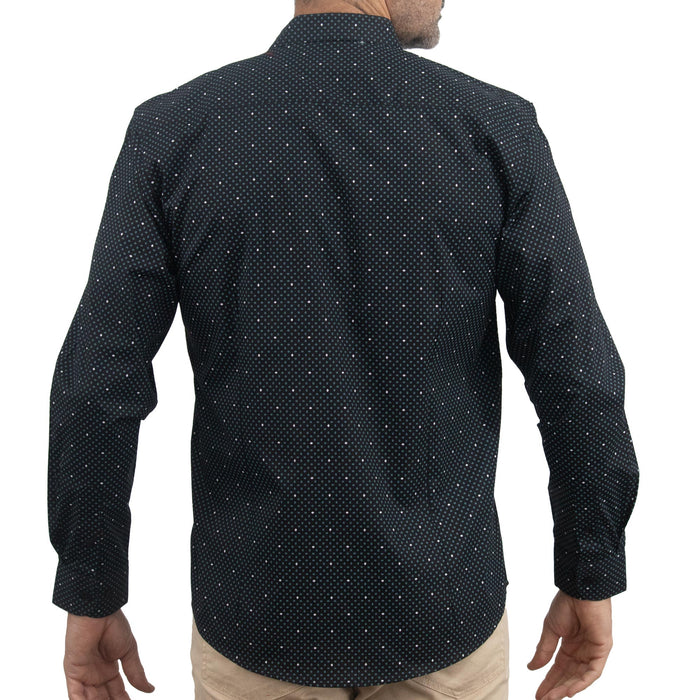 Camisa Estampada Negra Manga Larga 100% Algodón 2516090