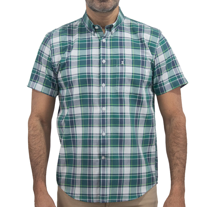 Camisa Verde de Cuadros Manga Corta 100% Algodón 2516127 - dioromx