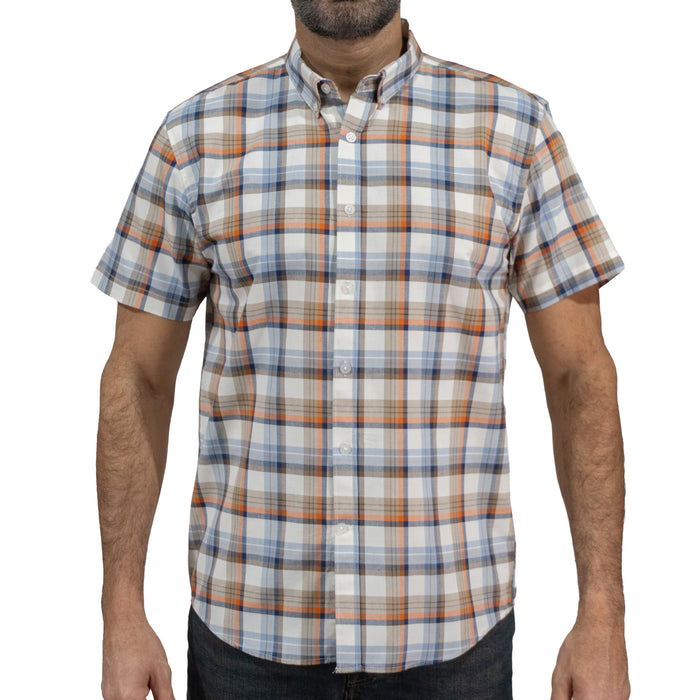 Camisa Cuadros Café Manga Corta 100% Algodón 2516128 - dioromx