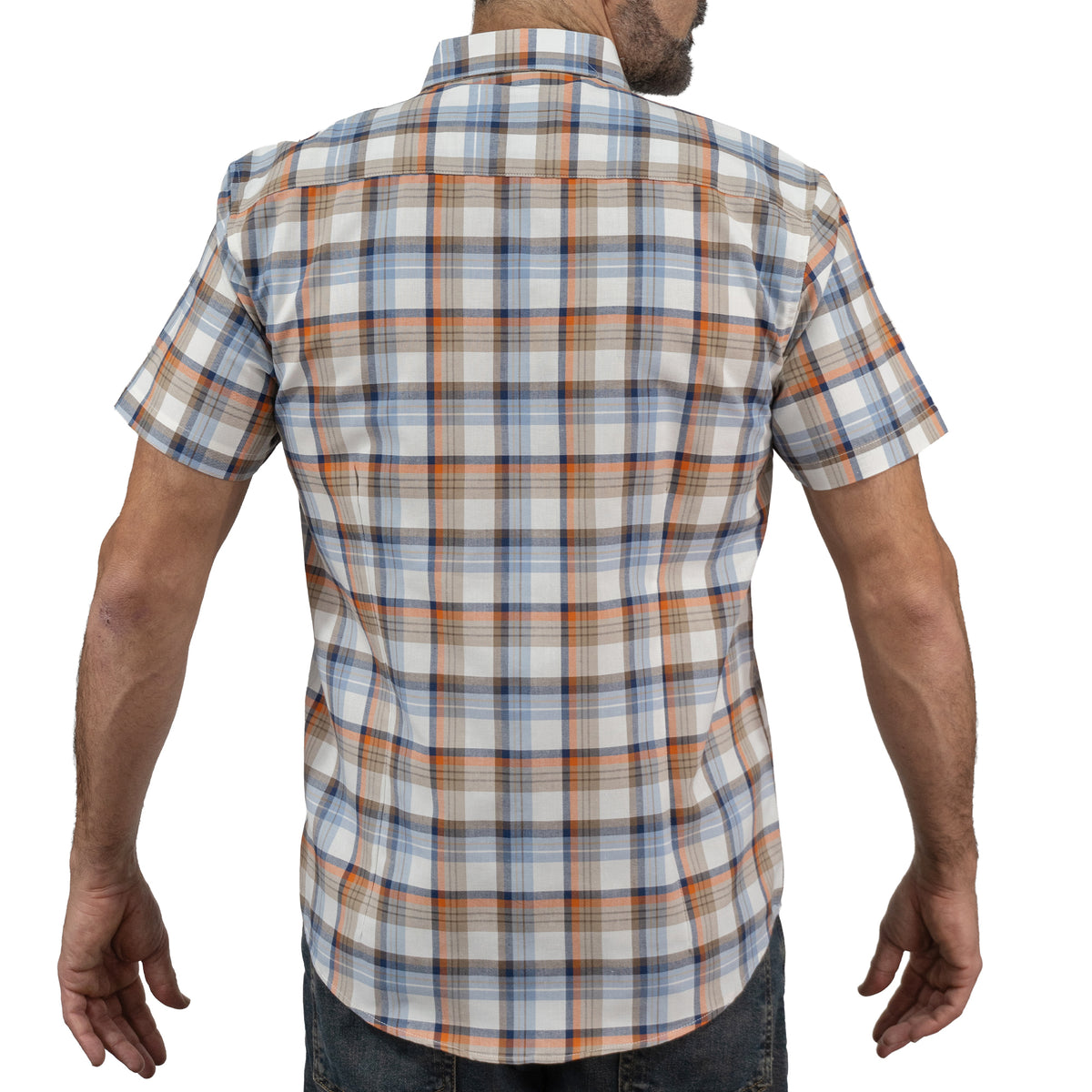 Camisa Cuadros Café Manga Corta 100% Algodón 2516128 - dioromx