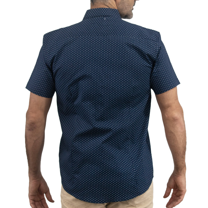 Camisa con Estampado Azul Manga Corta 100% Algodón 2516132