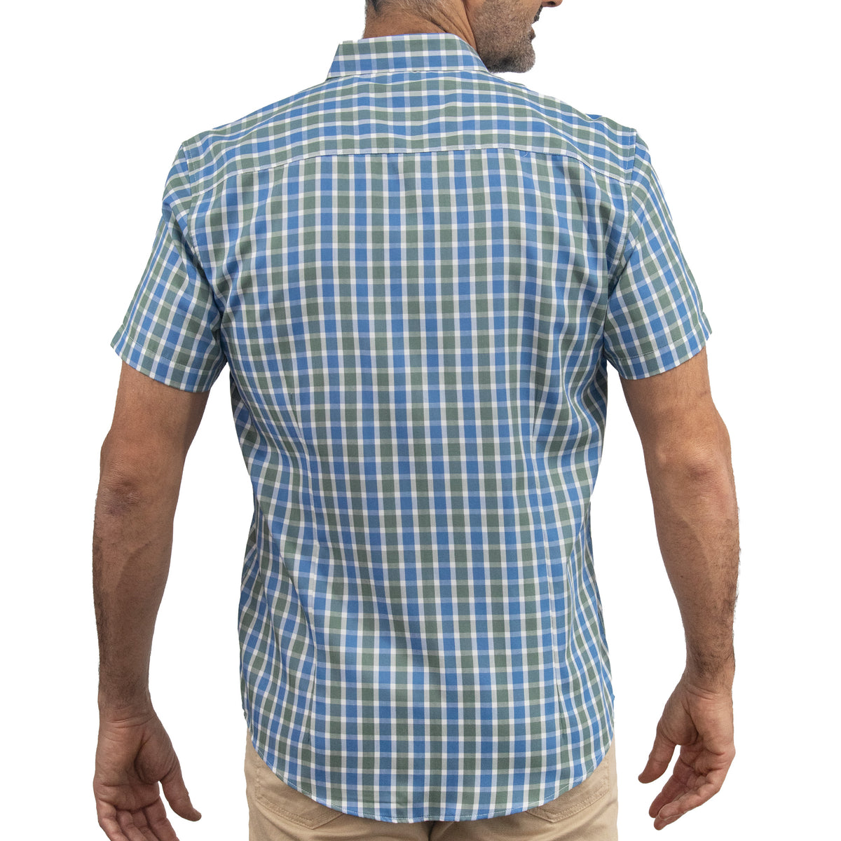 Camisa Azul de Cuadros Manga Corta 100% Algodón 2516134