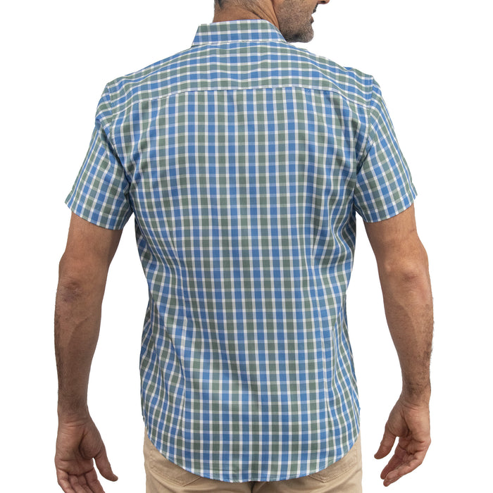 Camisa Azul de Cuadros Manga Corta 100% Algodón 2516134