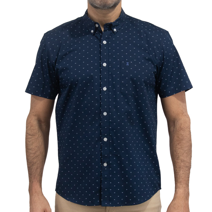 Camisa Estampada Azul Manga Corta 100% Algodón 2516158