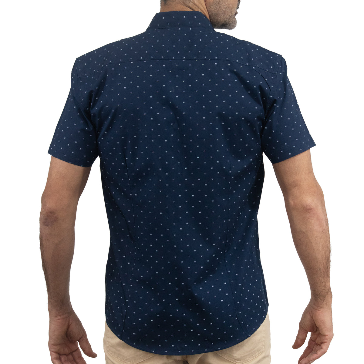 Camisa Estampada Azul Manga Corta 100% Algodón 2516158