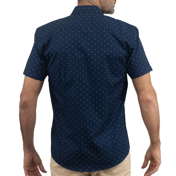 Camisa Estampada Azul Manga Corta 100% Algodón 2516158